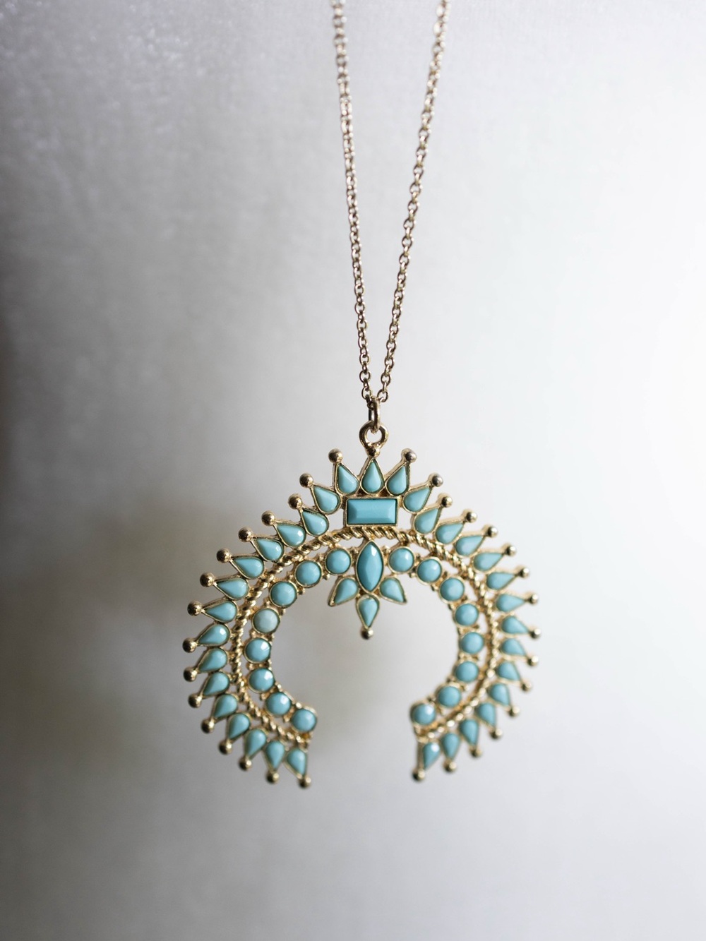 Gold-Tone Turquoise Statement Pendant Necklace